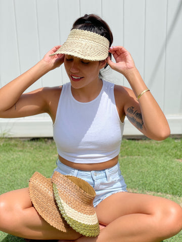Palm Leaf Sun Visor White