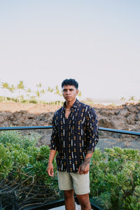 Long Sleeve Aloha Shirt - Puakenikeni Lei