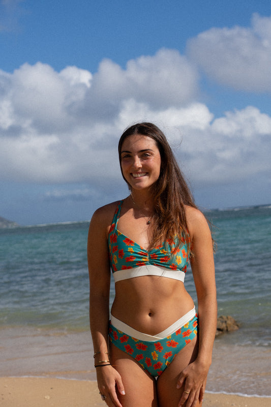 Makaha Surf Bikini Top Golden Hibiscus