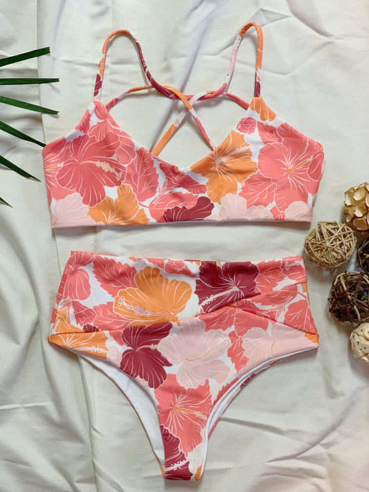 Mānana High Waisted Bottom Hibiscus Sunset