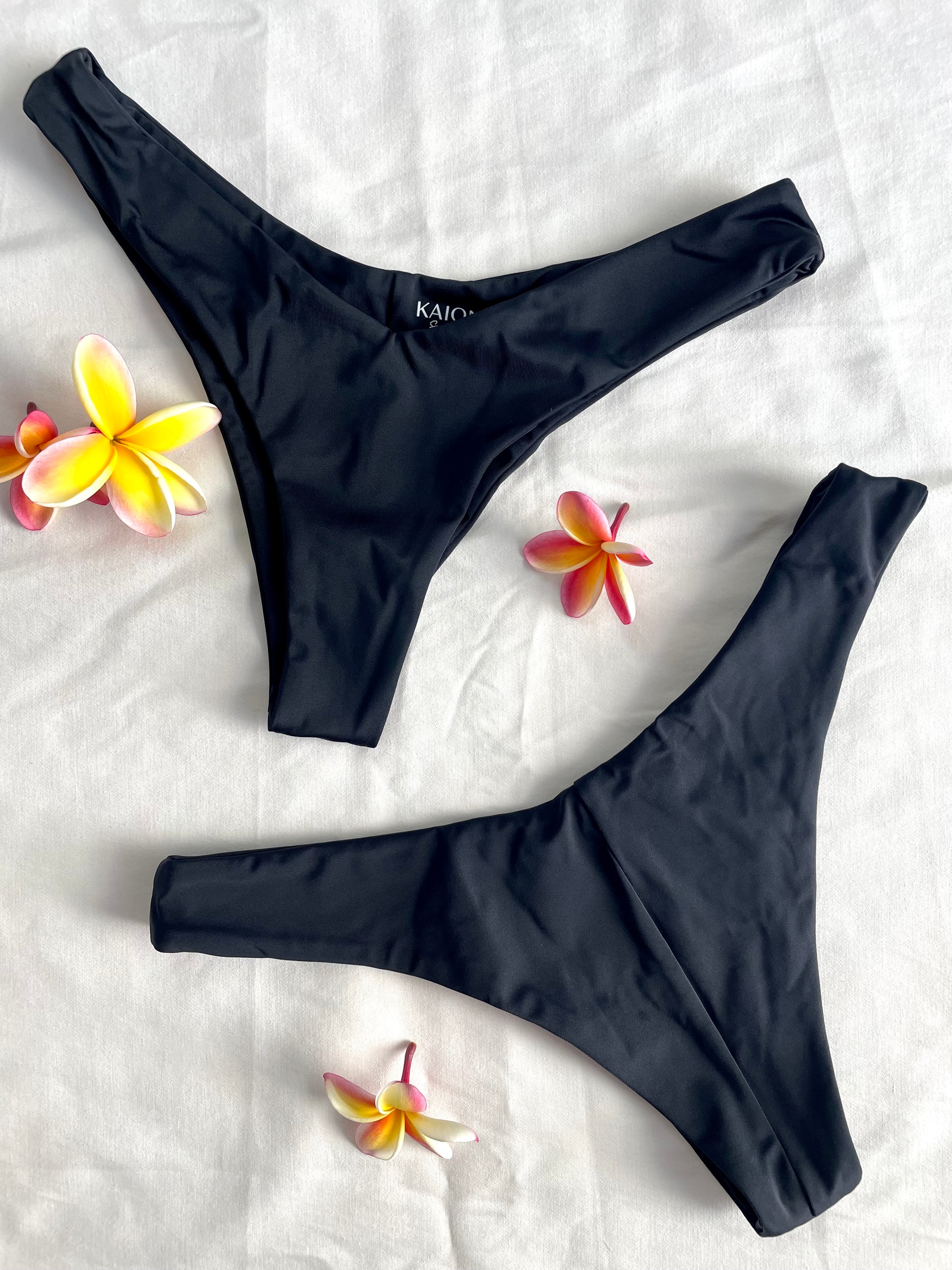 Kaiwi Reversible Bikini Bottom - Black