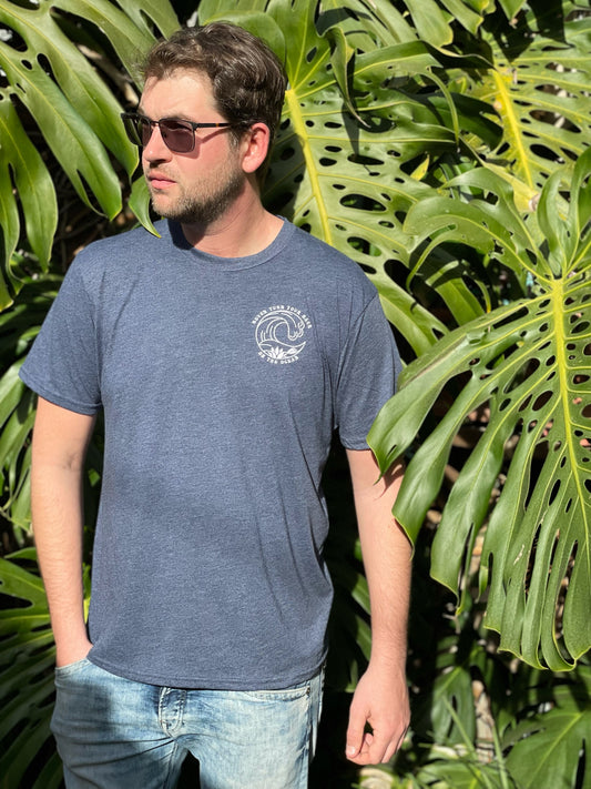 Never Turn Your Back Embroidered Tee Navy