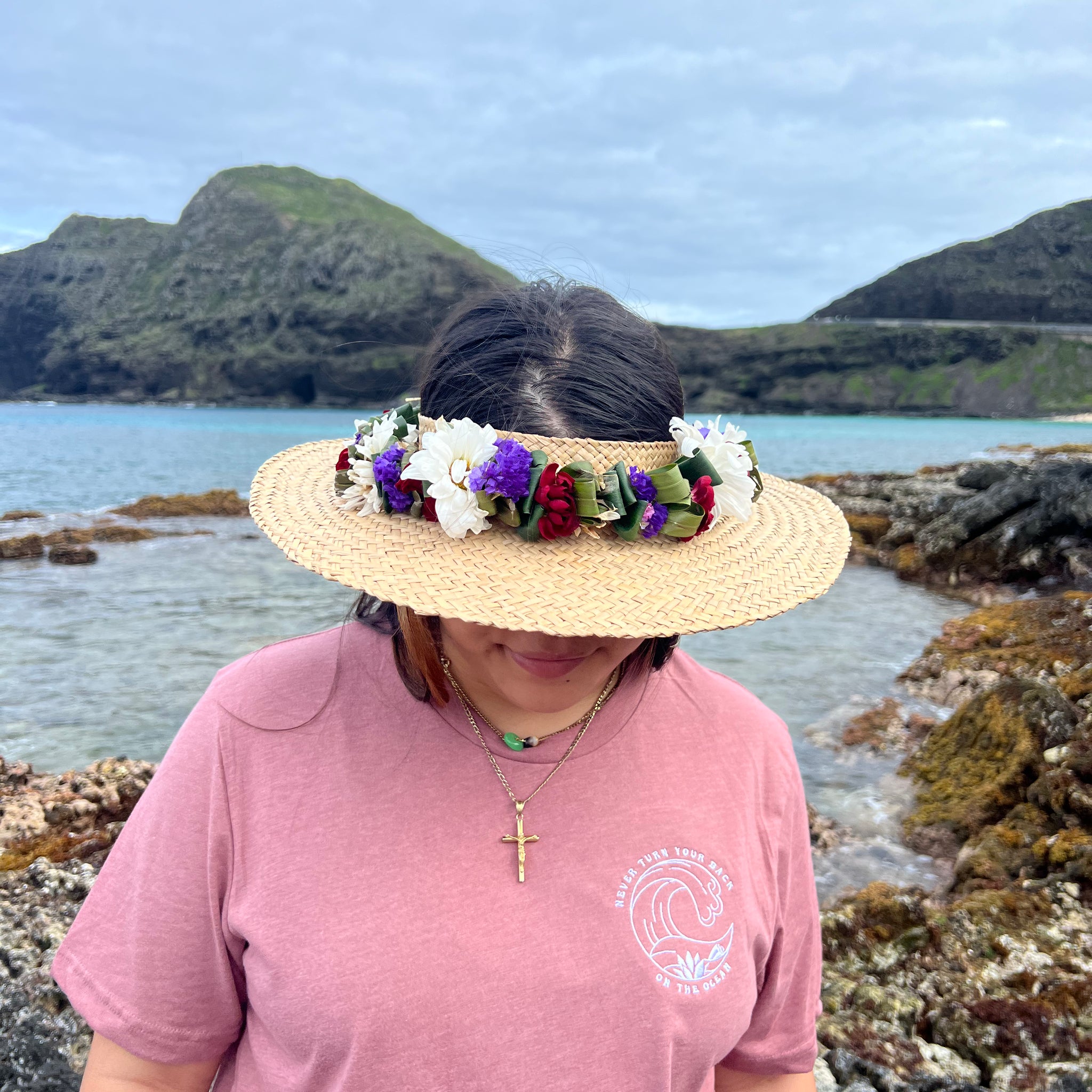 Never Turn Your Back Embroidered Tee Rose