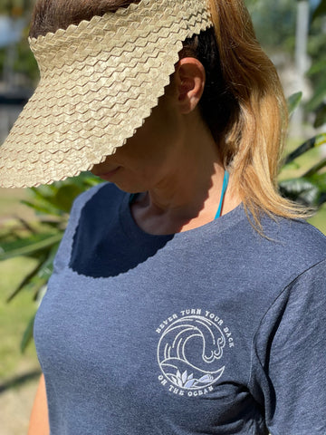 Never Turn Your Back Embroidered Tee Navy